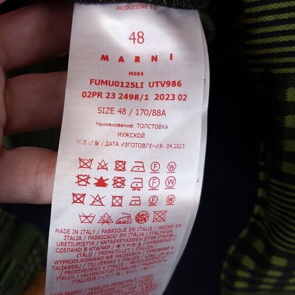 MARNI Mens Sweater Size 48 Green Zip Up Cardigan Sweatshirt Logo Jacquard $1450 - Picture 12 of 16